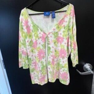 1XL j.h. collectibles woman Cardigan Pink Clear Buttons